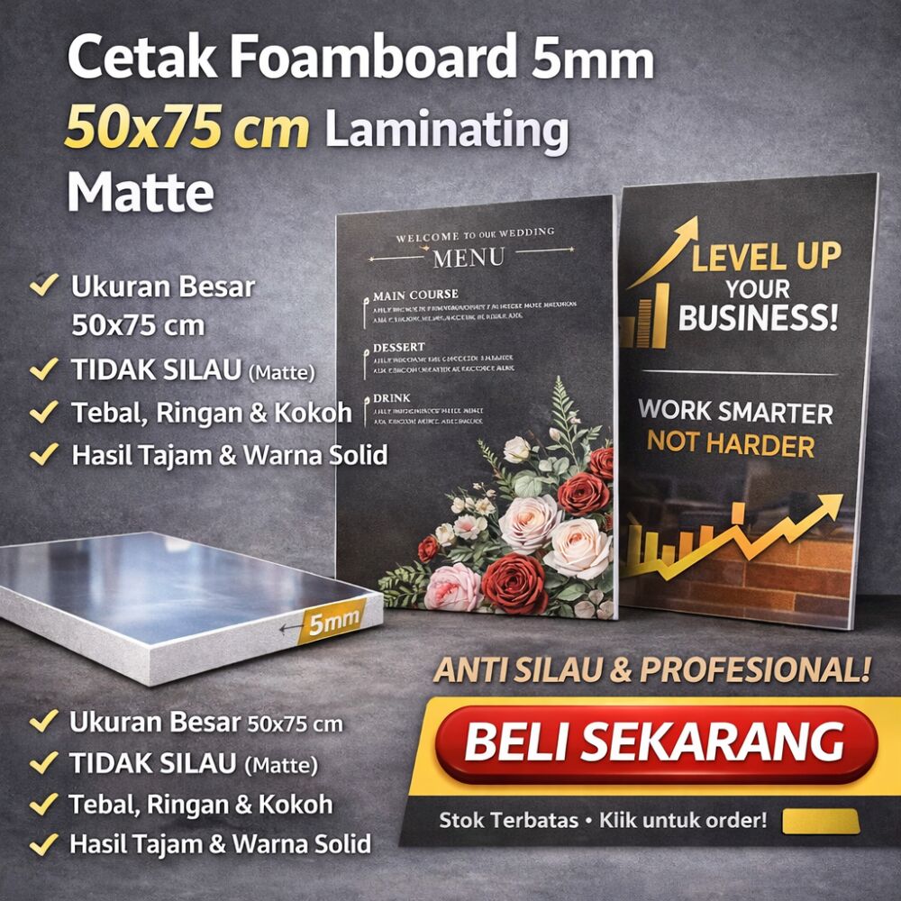 Cetak Foamboard 5mm 50x75 cm Laminating Matte