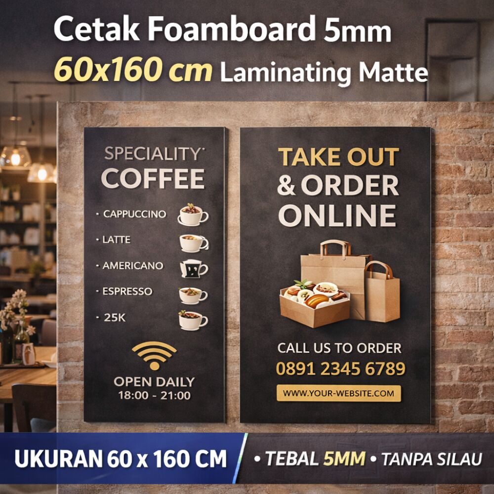 Cetak Foamboard 5mm 60x160 cm Laminating Matte