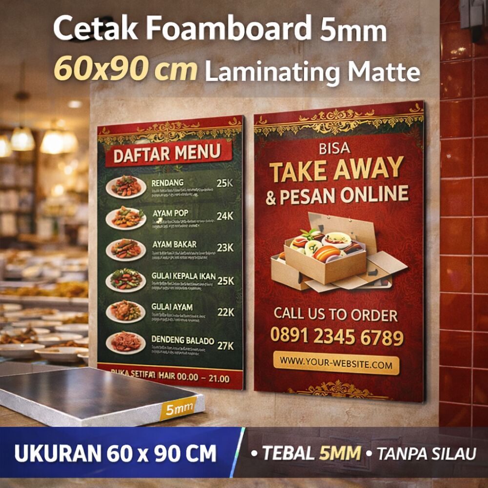 Cetak Foamboard 5mm 60x90 cm Laminating Glossy