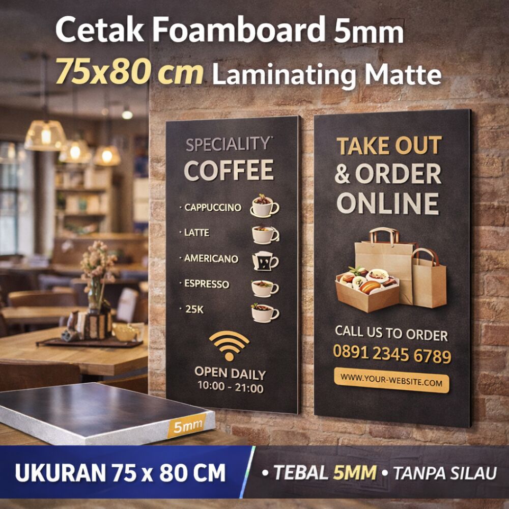 Cetak Foamboard 5mm 75x80 cm Laminating Matte