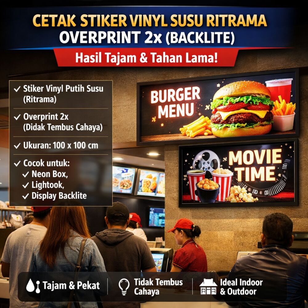 Stiker Backlite Ritrama Overprint 2x – Untuk Neon Box & Lightbox