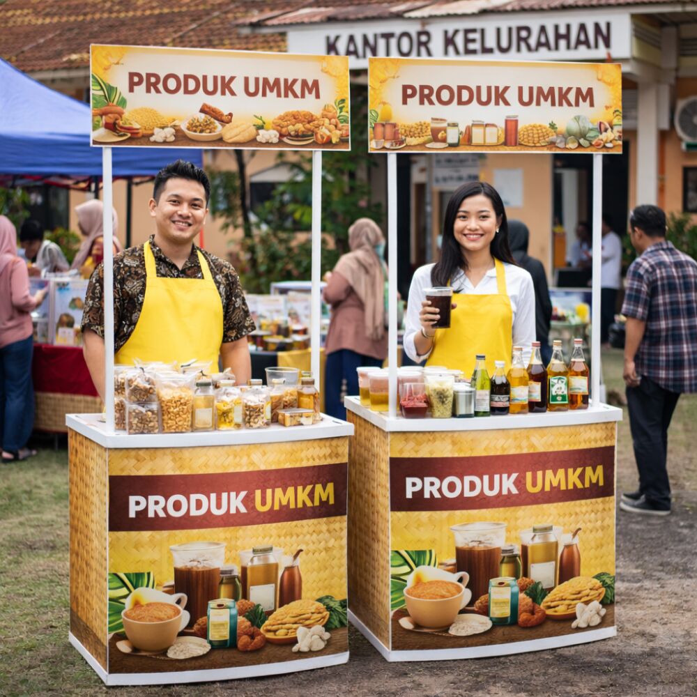 Paket Event Desk ( Cetakan, PVC, Rangka, Tas) + Laminating Matte