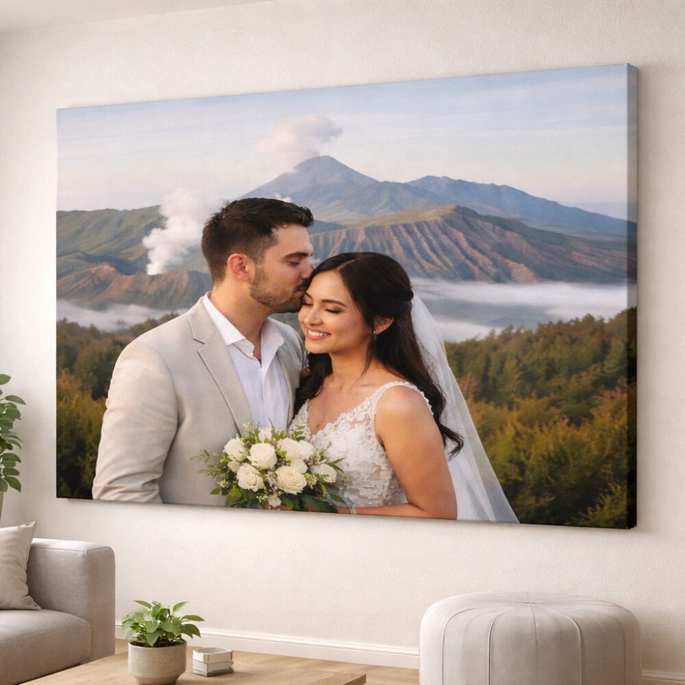 Paket Print Kanvas + Spanram 90x120 cm – Cetak Foto Custom Siap Pajang