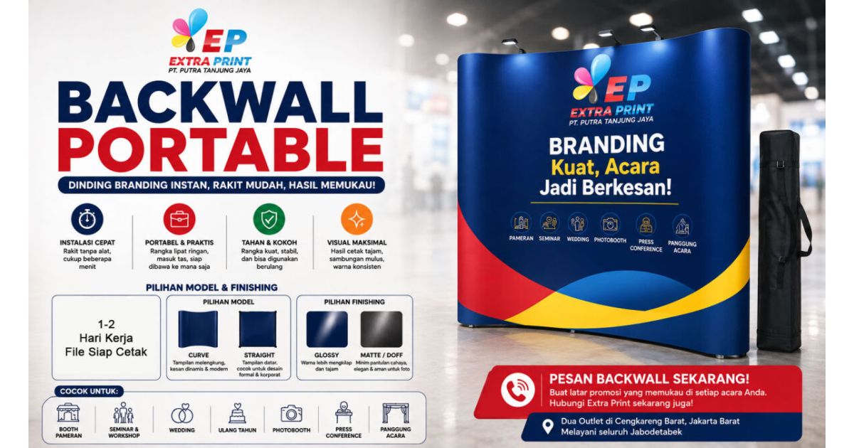Cetak Backwall & Backdrop Portable Jakarta – Rangka 3x3 & 3x4 Praktis