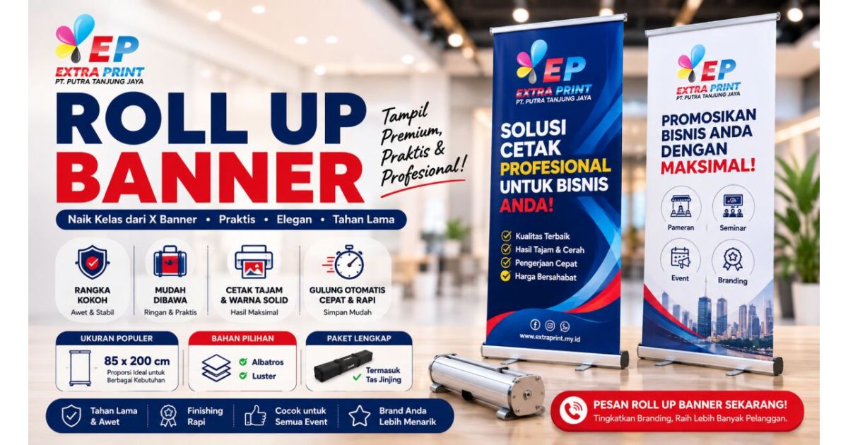 Cetak Roll Up Banner Jakarta – Standing Banner Premium & Awet
