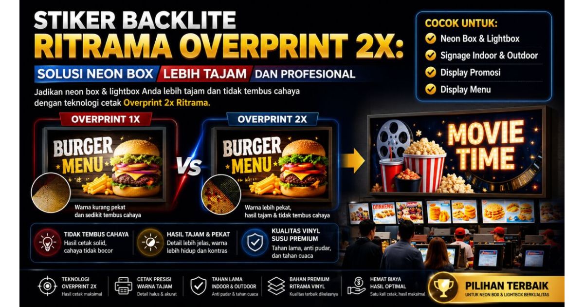 Stiker Backlite Ritrama Overprint 2x: Solusi Neon Box Lebih Tajam dan Profesional