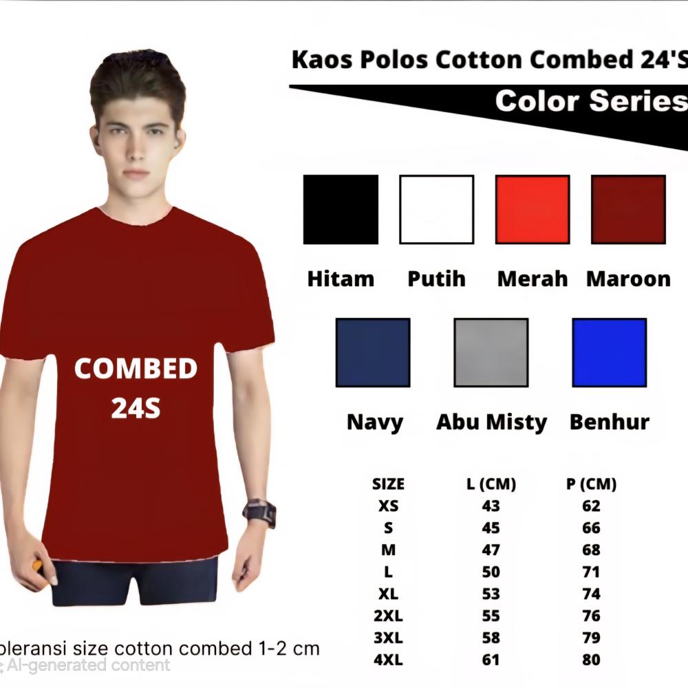 Kaos Cotton 24s Hitam - M