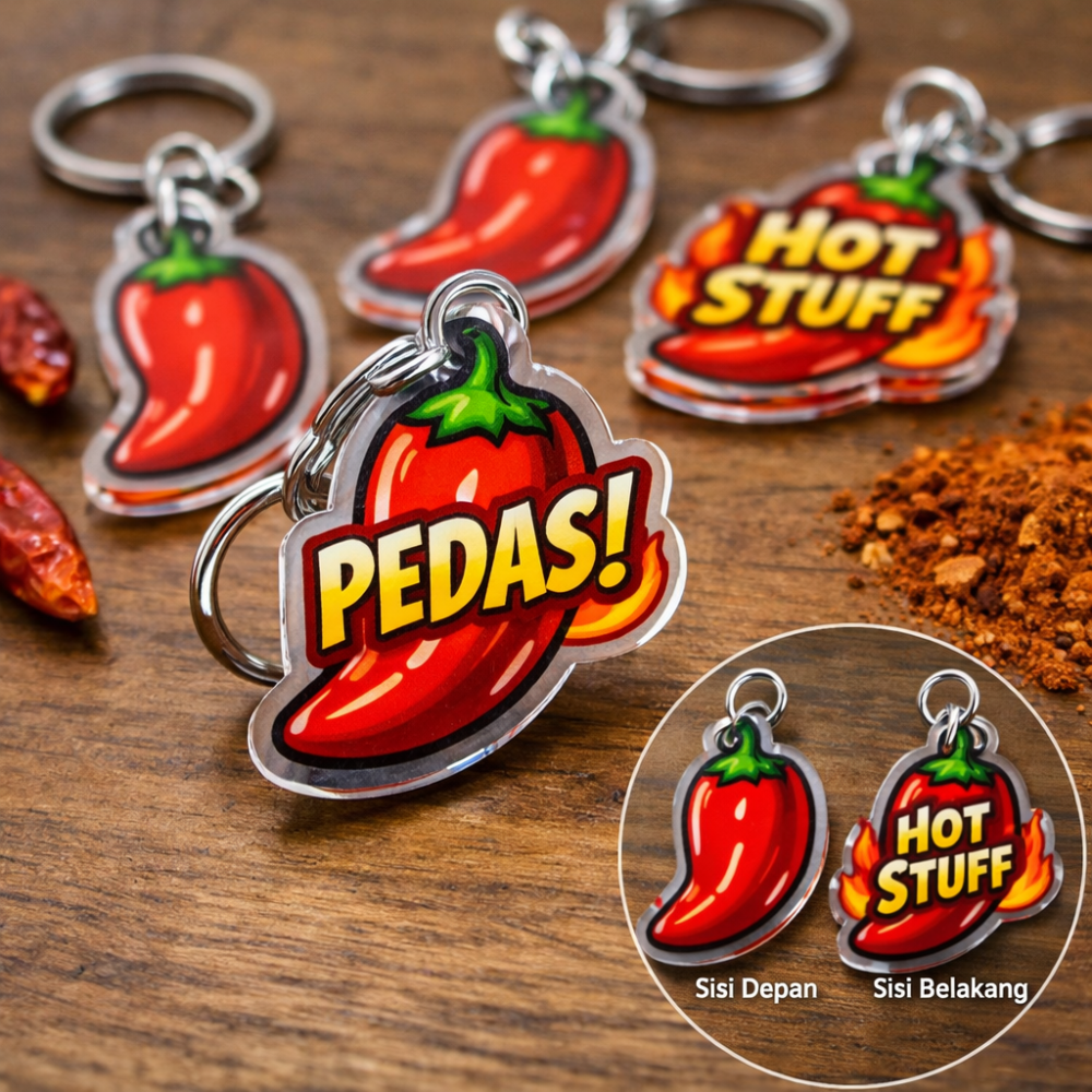 Gantungan Kunci 3cm, Laser + Akrilik 3mm + Print UV 2 sisi (3 Layers)