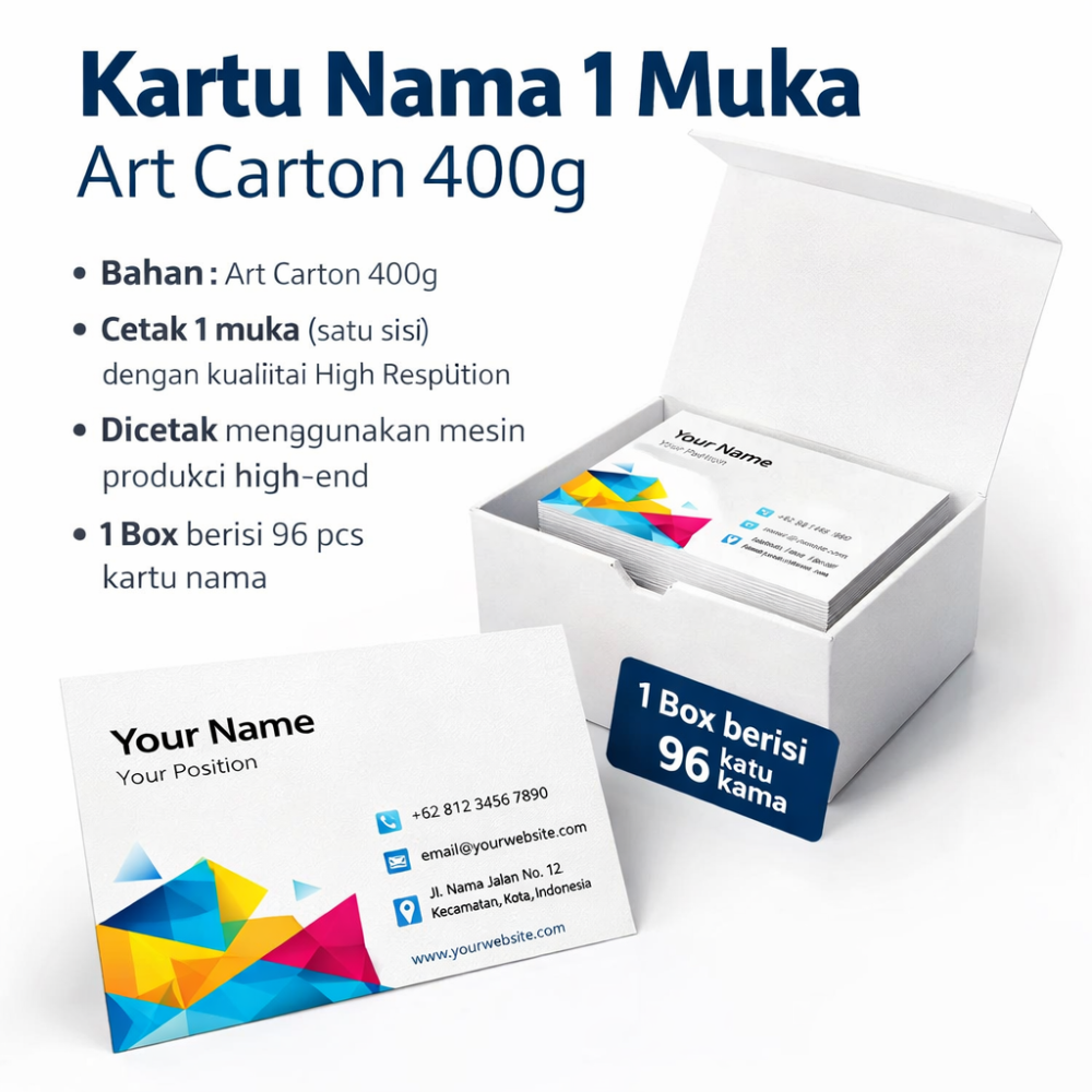 Kartu Nama 1 Muka Art Carton 400g